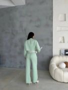 KETEN GÖMLEK-CROP-SALAŞ PANTOLON TAKIM - Mint resmi